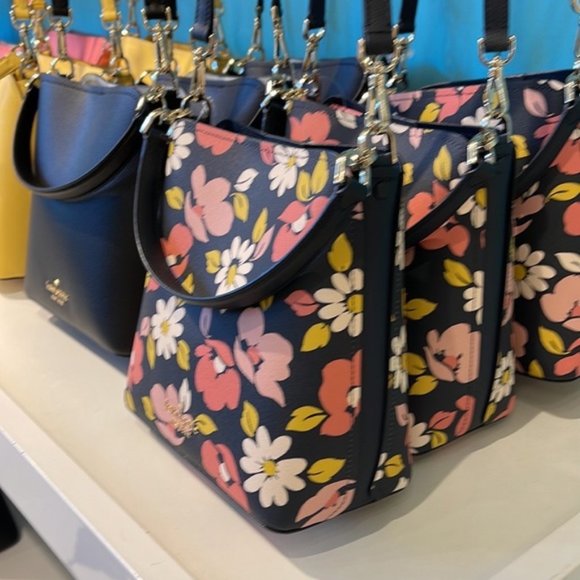 Kate Spade Darcy Small Bucket Bag Road Trip Floral Blue Multi - Picture 6 of 16